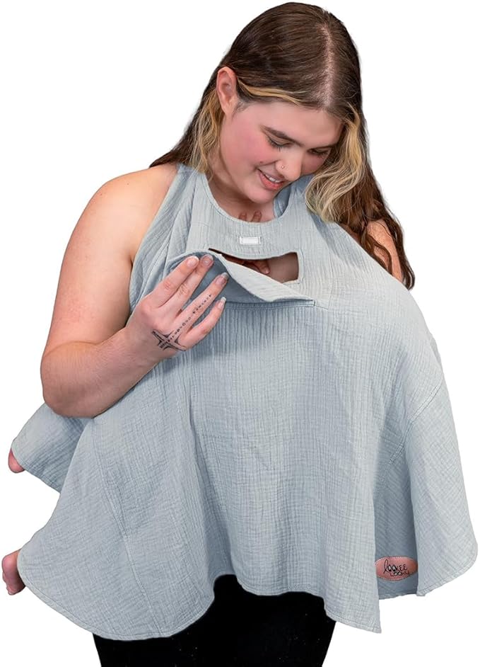 Muslin Nursing Cover for Baby Breastfeeding โwith Peekaboo Window -100% Breathable Cotton Privacy Nursing Shawl - Multiuse Apron for Moms