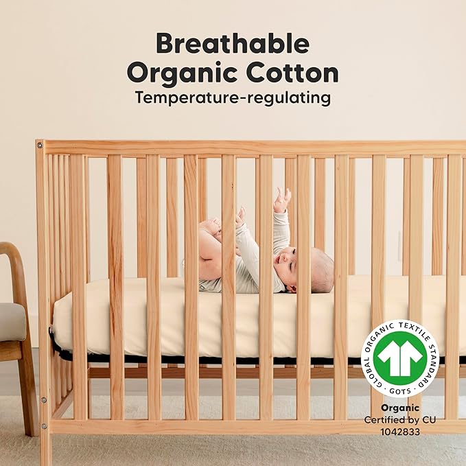 KeaBabies 2-Pack Organic Crib Sheets for Boys, Girls - 52x28 Fitted Crib Mattress Sheet Neutral, Breathable Jersey Cotton Cover for Baby Bed, Toddler Mattress, Soft & Cute Prints (Pecan)