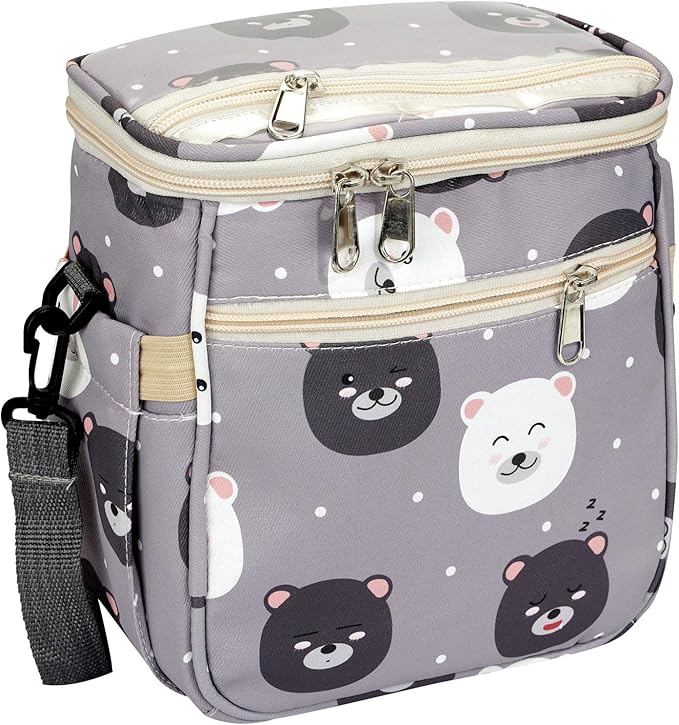 Baby Stroller Organizer Bag,Small Diaper Bag - Universal Stroller Organizer With Insulated Cup Holder,Pocket With Baby Wipes Dispenser,Adjustable Shoulder Strap (Light Gray)