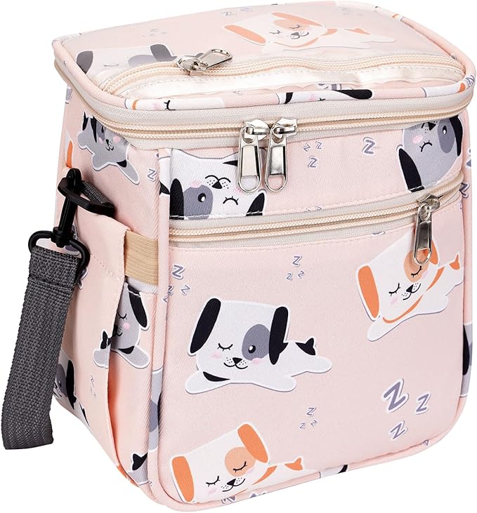 Baby Stroller Organizer Bag,Small Diaper Bag - Universal Stroller Organizer With Insulated Cup Holder,Pocket With Baby Wipes Dispenser,Adjustable Shoulder Strap(pink)