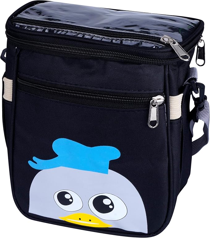 Baby Stroller Organizer Bag,Small Diaper Bag - Universal Stroller Organizer With Insulated Cup Holder,Pocket With Baby Wipes Dispenser,Adjustable Shoulder Strap(Black)