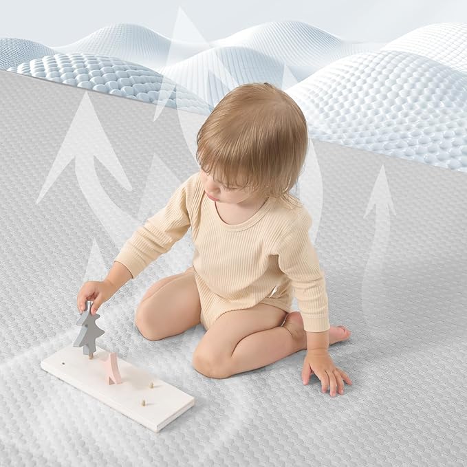 Baby Play Mat for Summer, 1.3 Thick Extra Large Memory Foam Cooling Floor Tummy Time Mat, Soft & Breathable, Non-Slip Rectangular for Toddlersโ Playtime & Rest(Grey,79"x118")