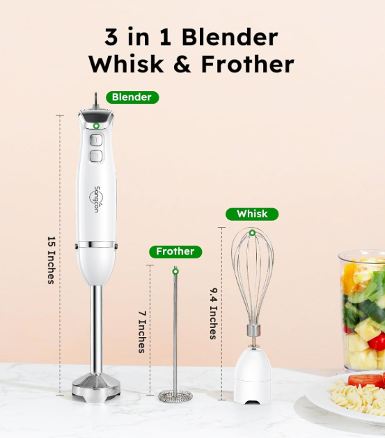 Sangcon 3-in-1 Immersion Blender Review: Powerful 400W Handheld Mixer for U.S. Homes