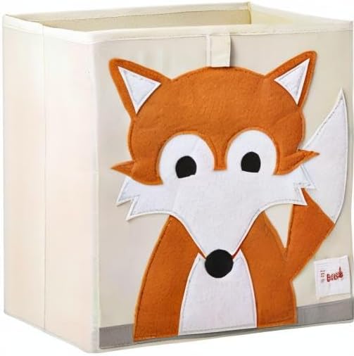 3 Sprouts Toy Storage Organizer: Toy Box Cube Organizer for Playroom, Nursery - Foldable Storage Bin - Fox