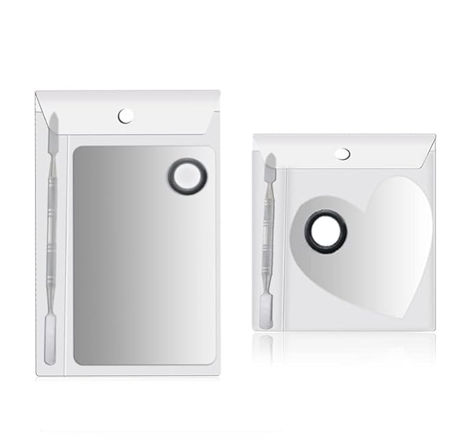 2 Pack Makeup Palette,Stainless Steel Cosmetic Mixing Palette with Spatula Tool for Foundation Nail Art Eyeshadow, Silver