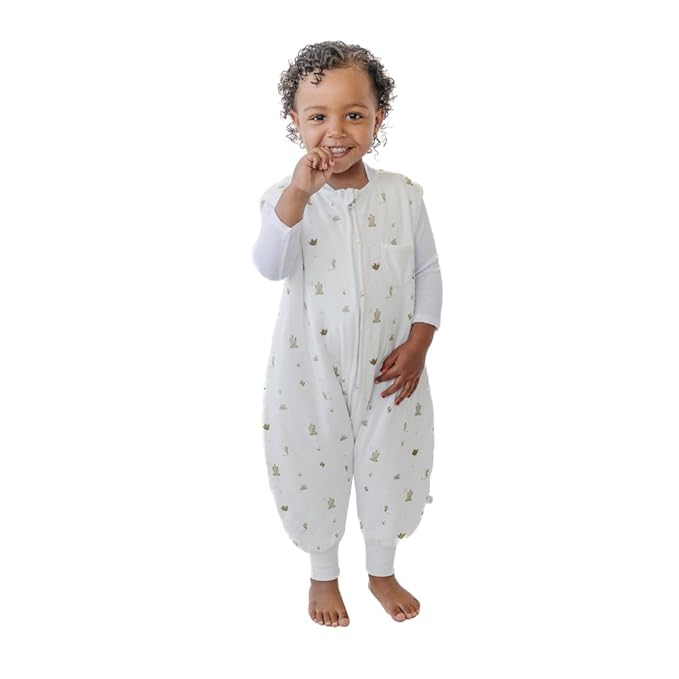 Tealbee DREAMSUIT: Toddler Sleep Sack with Feet 3T 4T - 0.8 TOG Lightweight Baby Wearable Blanket for Walkers - Rayon Made from Bamboo, Organic Cotton Sleeping Bag - Cactus