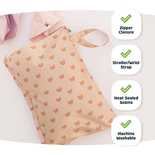Tiny Twinkle Mess-Proof Waterproof Wet Dry Bag | 2-Pack Reusable Wet Bags for Swimsuits & Baby Clothes | Leakproof Wet Bag for Travel & Diaper Changes for Baby (Sweet Treat)