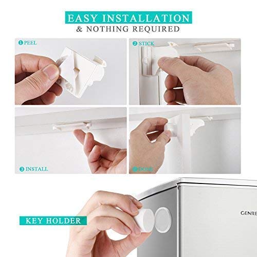 16 Pack Child Safety Magnetic Cabinet Locks - Vmaisi Children Proof Cupboard Baby Locks Latches - Adhesive for Cabinets & Drawers and Screws Fixed for Protection