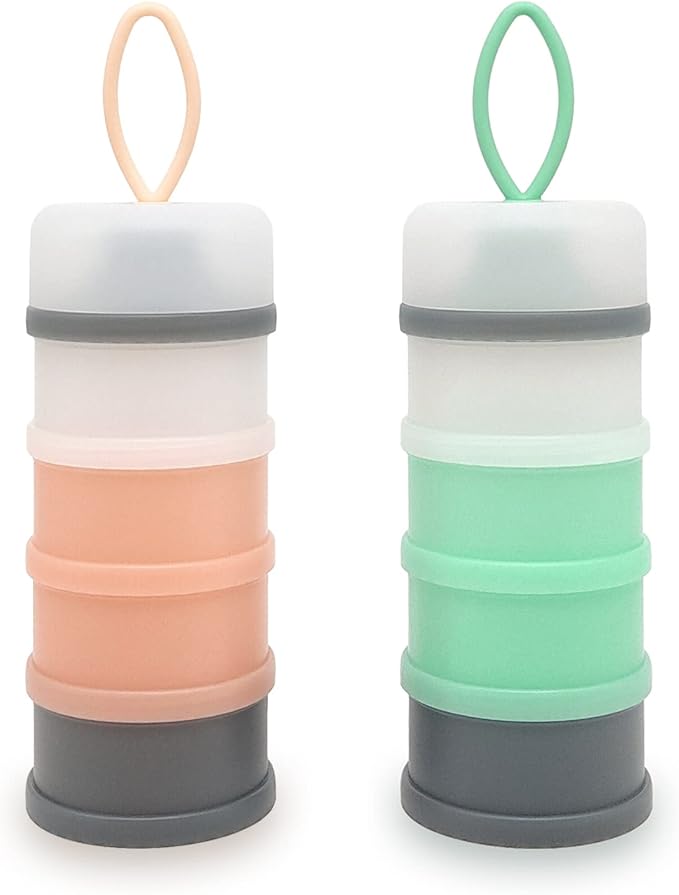 Baby Formula Dispenser, Portable Milk Powder Dispenser Container, Baby Feeding Travel Storage Container, formula mixer, formula holder, BPA Free, 4 Compartments, 2 Packs, dispensador de fórmula