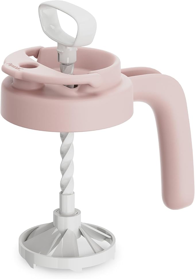 Papablic 32oz Wide Mouth Mason Jar Pour Spout Lid with Mixing Handle & Flip Locking Spout for Mixing Formula/Breastmilk/Protein Powder/Coffee, Pink