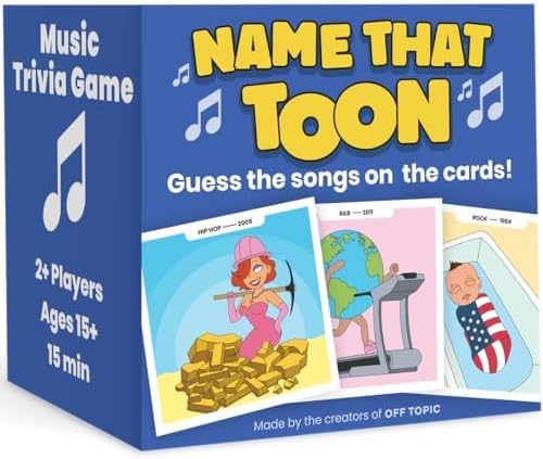 OFF TOPIC Name That Toon Music Game - Fun Party Games for 2+ Players - Adult Word Puzzle & Music Trivia Game
