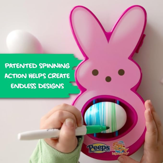 The Eggmazing Egg Decorator - Peeps Bunny - Arts and Craft Set Includes 6 Colorful Quick Drying, Non-Toxic Markers - Pink - Packaging May Vary