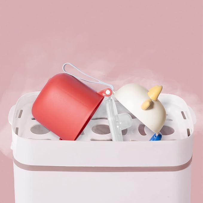 Bebamour Baby Formula Dispenser On The Go, Formula Container to Go, Formula Holder for Travel, Candy Fruit Snack Storage Container with Scoop and Leveller (Light Pink Cow)