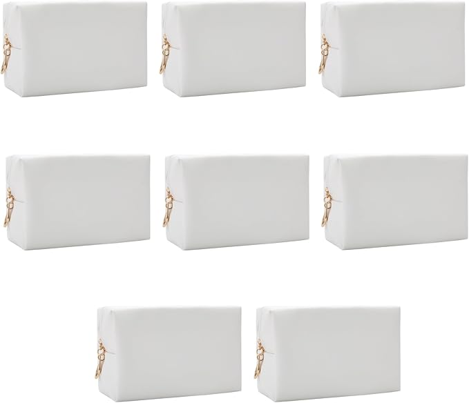 Bridesmaid Proposal Gifts Letter Cosmetic makeup bag bulk for Wedding Party Favors Bachelorette party decorations Toiletry Organizer Bag Makeup Case Gift (8, White)