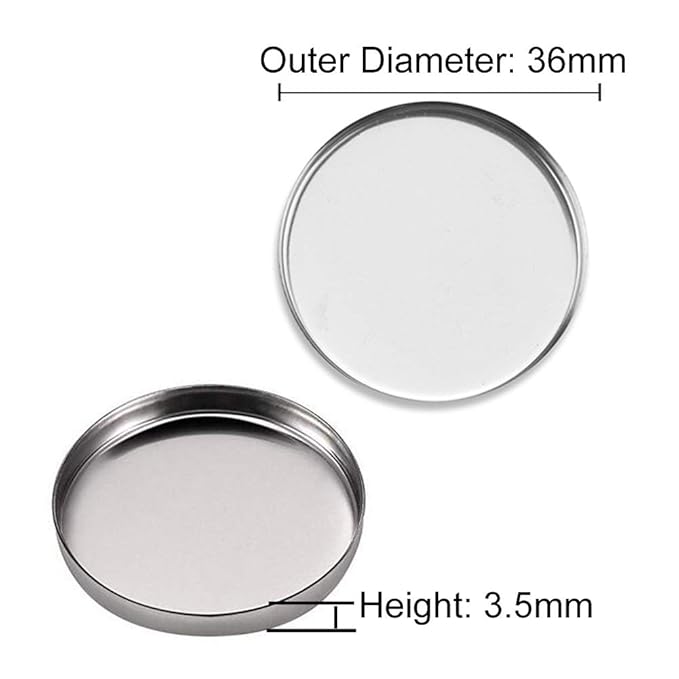 20 Pieces Empty Round Metal Tin Palette Pans Round Metal Pans Cosmetic Eyeshadow Pans for Eyeshadow Palette Magnetic Makeup Palette, 36mm Diameter 3.5mm Height