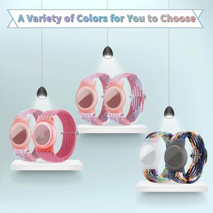 2 Pack Kids Bracelet Compatible with AirTag, GPS Kid Tracker Holder Braided Wristband for Apple Air Tag, 2022 Upgraded Nylon Adjustable Anti Lost Airtag Watch Band for Kids Children Elders