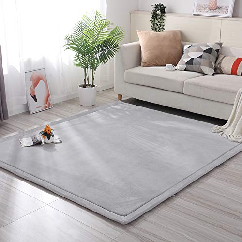 Loartee Nursery Rug - Coral Velvet Crawling Rug & Area Rug (6'8"x9'2", Gray) for Toddler, Children, Play, Yoga Mat, Exercise Pads