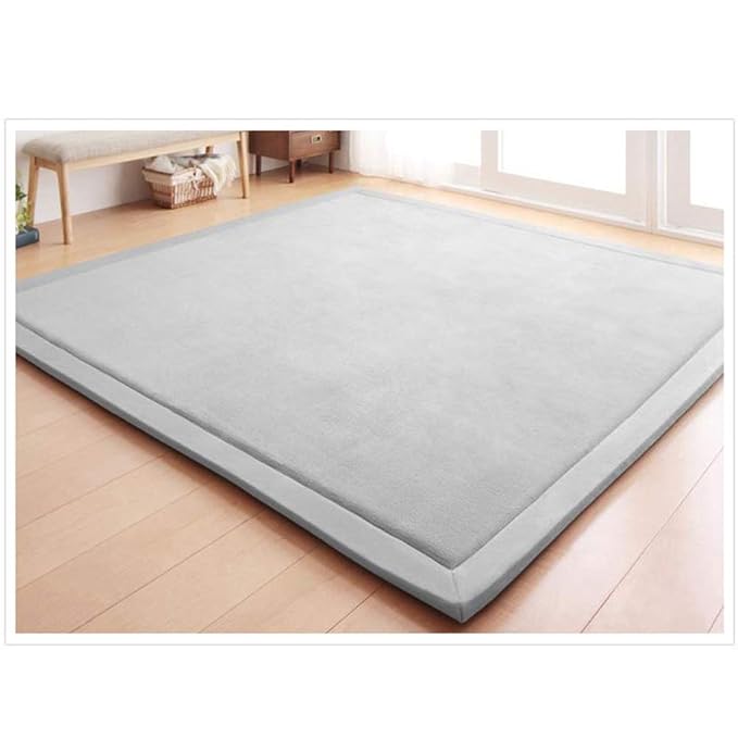 Loartee Nursery Rug - Coral Velvet Crawling Rug & Area Rug (6'8"x9'2", Gray) for Toddler, Children, Play, Yoga Mat, Exercise Pads