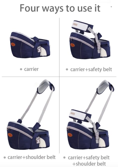 Baby Hip Seat Carrier Baby Waist Stool for Child Infant Toddler with Adjustable Strap Buckle Pocket Soft Inner Huge Storage (Khaki)