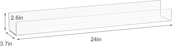NIUBEE Acrylic Invisible Floating Bookshelf 24 inch,Kids Clear Wall Bookshelves Display Book Shelf,50% Thicker with Screwdriver