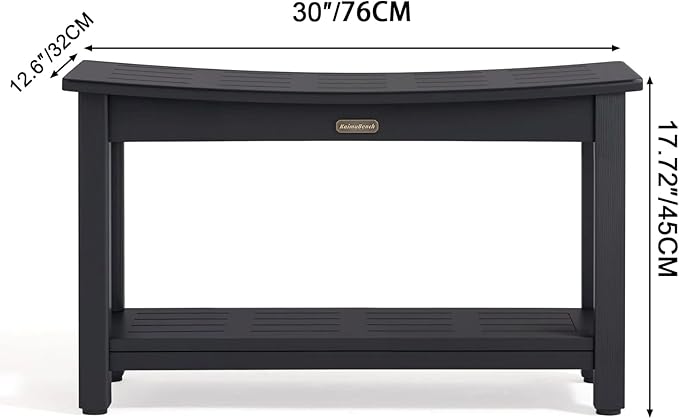 30'' Waterproof Shower Stool, Poly Lumber Shower Bench Seat for Shaving Legs, HDPS Plastic Bath Chair Seat, Non-Slip & No Maintenance, Black, Weight Capacity 700LBS (30 x 13 Inches)