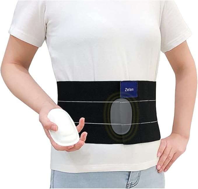 Umbilical Hernia Belt for Men Women Hernia Support Abdominal Binder Post Surgery Stomach Binder Belly Band for Men Surgical Binder Compression Navel Hernia Band Brace Abdominal Wrap (32-42 in)