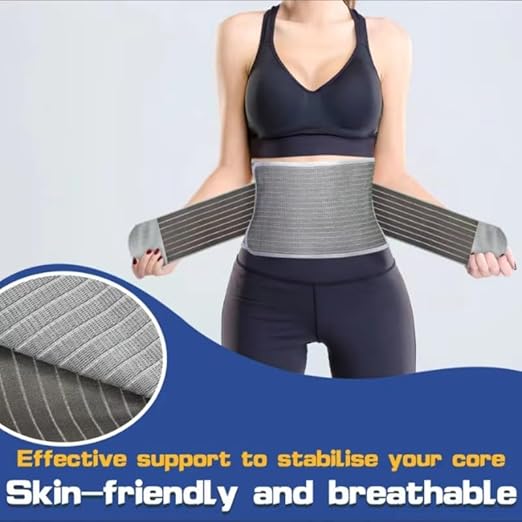 Postpartum Belly Band Wrap Back Support Natural Delivery Control Shapewear Binder Support Belt Girdle Women Tummy Control Waist Recovery Bamboo Charcoal Fiber (M Grey)
