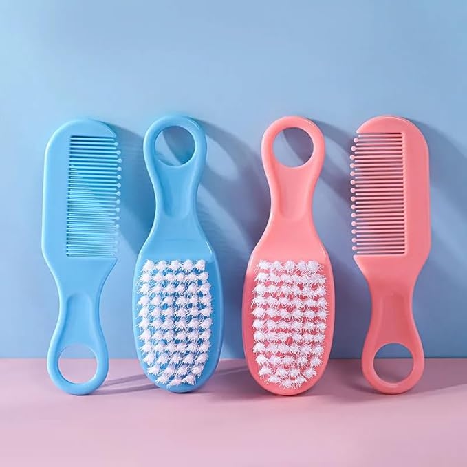 Baby Comb and Brush Set – Soft Bristles for Newborns, Toddlers & Infants | Gentle Scalp Care | BPA-Free, Hypoallergenic | Baby Hairbrush for Cradle Cap & Sensitive Skin (Bright Yellow)