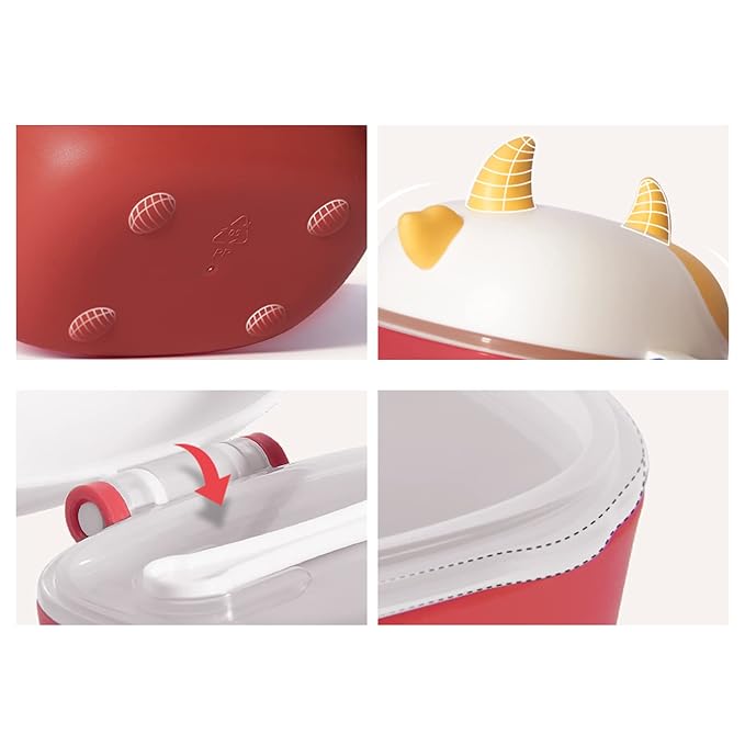 Bebamour Baby Formula Dispenser On The Go, Formula Container to Go, Formula Holder for Travel, Candy Fruit Snack Storage Container with Scoop and Leveller (Light Pink Cow)