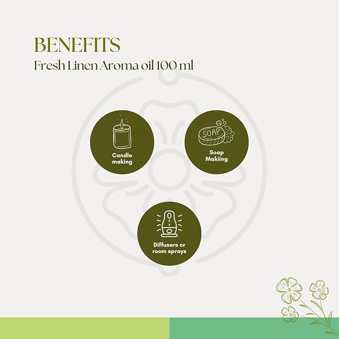 Roots & Above Fresh Linen Aroma Oil 3.38 oz/100ml Perfect for Diffusers, Soap Making, Candles, Lotion, Home Scents, Perfume & Fragrance Oils