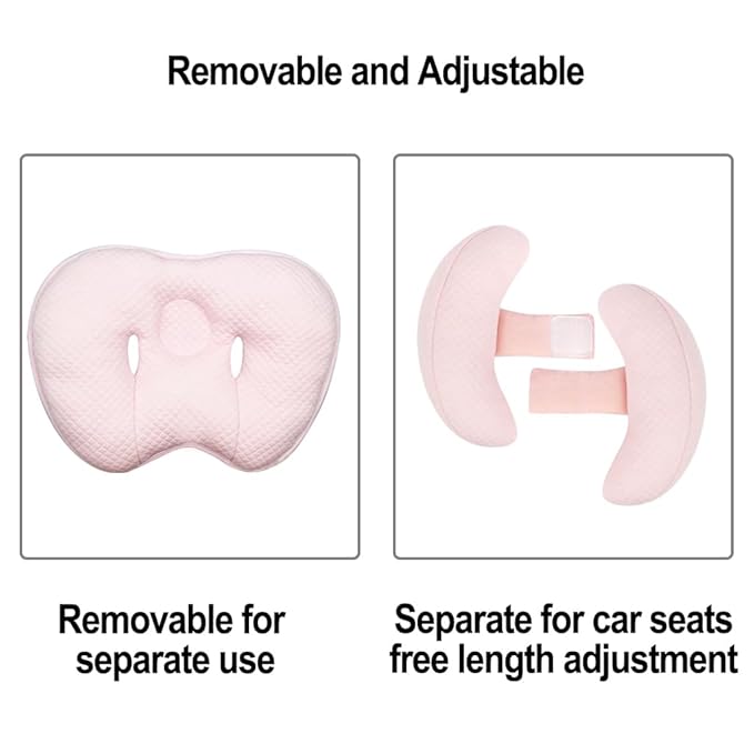 2 in 1 Baby Support Pillow, Banana Shape Baby Neck Head Travel Pillow Stroller Insert Cushion for Kids, Toddler, Pink