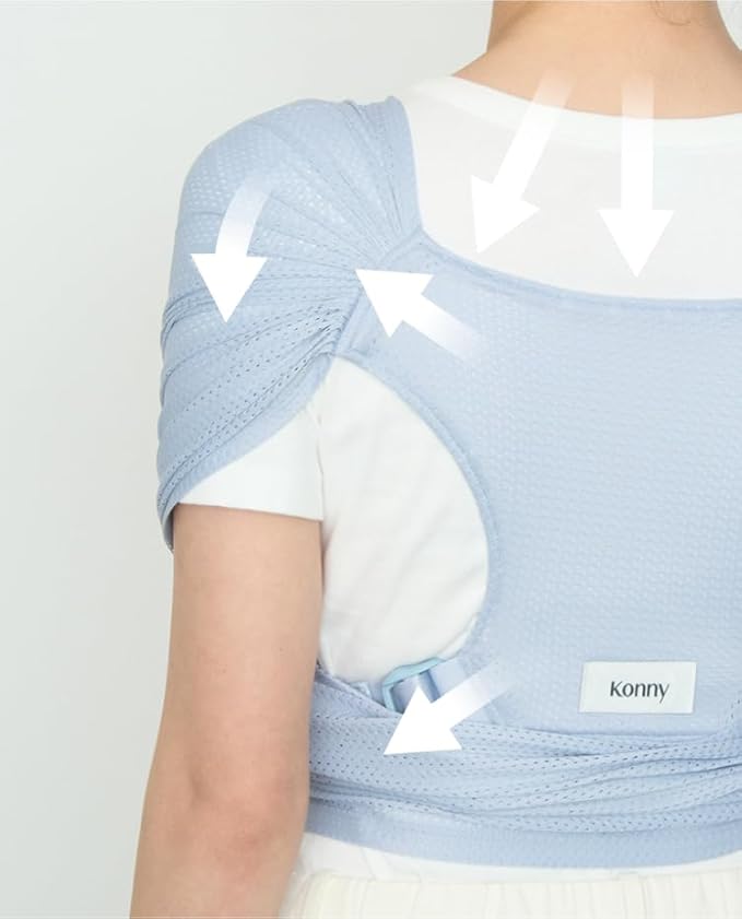 Konny Baby Carrier Flex AirMesh with Head Support- Adjustable, Easy to Wear Baby Wrap Sling, Perfect for Newborn Babies Essentials up to 44 lbs (XS-XL) -Pale Blue