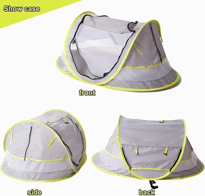 Poray Portable Baby Beach Tent with UPF 50+ Sun Shelter,Mosquito Net and Sunshade, Ideal Pop Up Kids Travel Tent with Carry Bag & 2 Stakes,Outdoor Indoor Play and Sun Protection