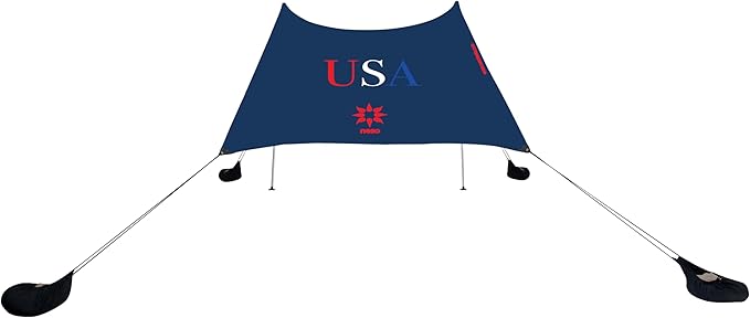 Neso Tents Beach Tent with Sand Anchor, Portable Canopy Sunshade - 7' x 7' - Patented Reinforced Corners (Red/White/Blue)