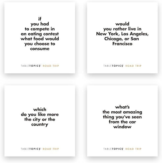 TableTopics Road Trip to Go Conversation Cards for Families, 40 Questions for Fun & Connection with Kids in The Car, During Travel, & Game Night, Roadtrip Essential