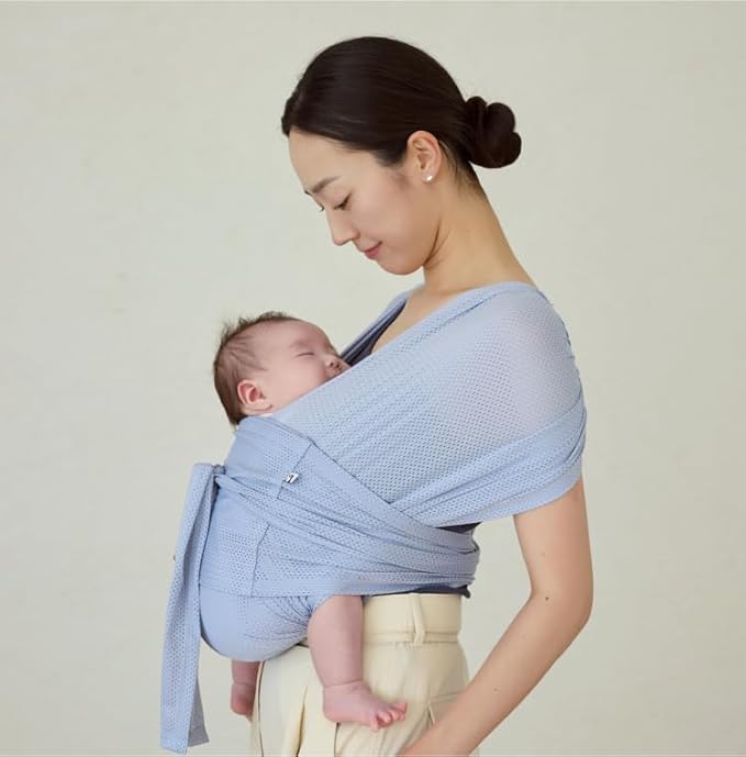Konny Baby Carrier Flex AirMesh with Head Support- Adjustable, Easy to Wear Baby Wrap Sling, Perfect for Newborn Babies Essentials up to 44 lbs (XS-XL) -Pale Blue