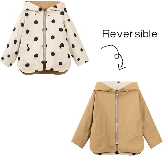 Mud Kingdom Cute Girls Hooded Jacket Reversible Full Zipper Outerwear