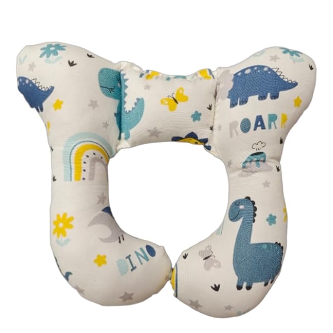 Baby Neck Pillows, Comfortable Baby Travel Head Neck Support Pillow for Car Seat Stroller Pushchair, Soft PP Cotton Travel Pillow for 0-1 Year Old Toddler Infant Newborn, Dinosaur