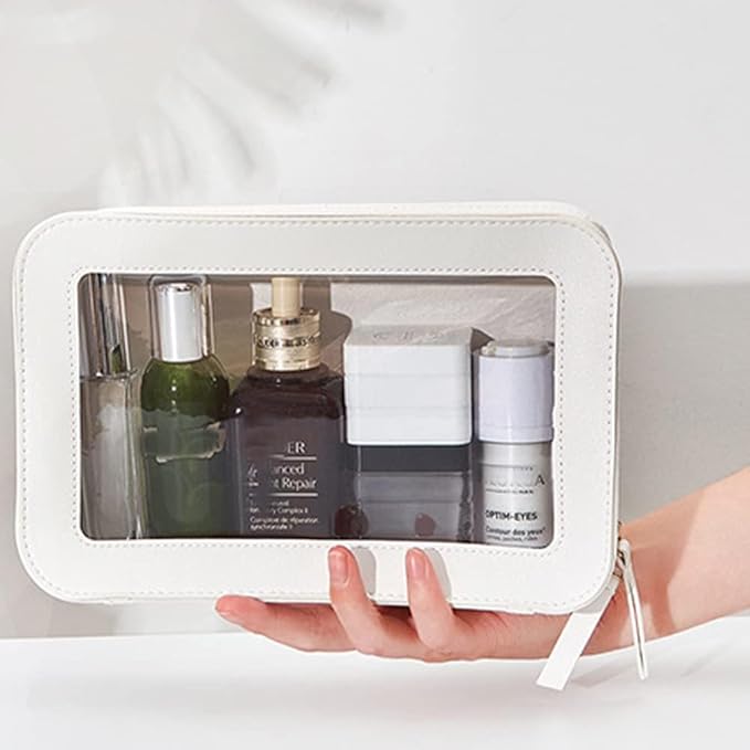 Clear Makeup Bag Small, TSA Approved Portable Toiletry Bag with Zipper Cosmetic Travel Bag Makeup Organizer Case Mini Makeup Pouch for Purse Car Organizer Bag for Women Men