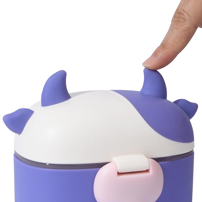 Bebamour Baby Formula Dispenser On The Go, Formula Container to Go, Formula Holder for Travel, Candy Fruit Snack Storage Container with Scoop and Leveller (Purple Cow)