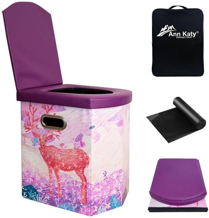 Upgrade XL Portable Toilet for Adults, Extra Large Portable Travel Floding Toilet, Camping Tall Toilets with Lid for Adults and Kids Compact Potty for Car,Hiking,Beach and Camping