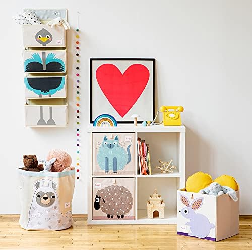 3 Sprouts Toy Storage Organizer: Toy Box Cube Organizer for Playroom, Nursery - Foldable Storage Bin - Sheep