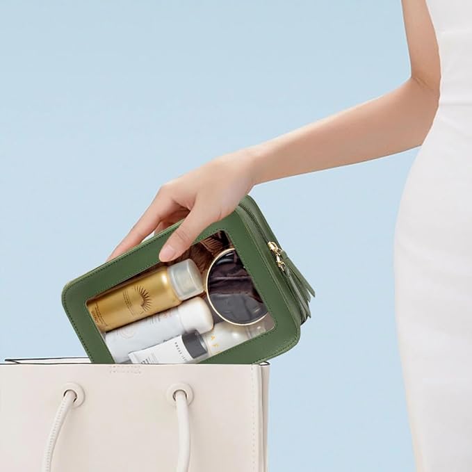 Clear Makeup Bag Small, TSA Approved Portable Toiletry Bag with Zipper Cosmetic Travel Bag Makeup Organizer Case Mini Makeup Pouch for Purse Car Organizer Bag for Women Men