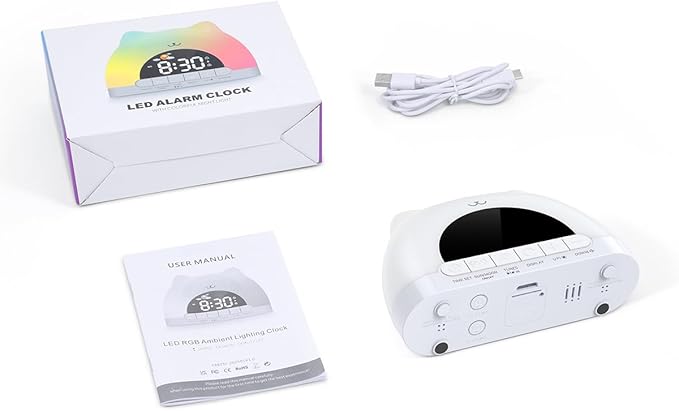 Kids Alarm Clock, OK to Wake Clock for Kids, Cat Clock with 11 Colors Night Light, 10 Soothing Sounds, Child Lock, Dual Alarms, Sleep Training, Birthday Gift for Boy Girls Children