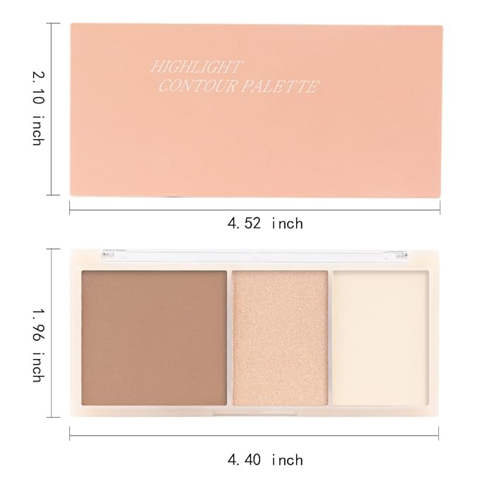 3 IN 1 Brown Nude Face Highlight Bronzer Powder Palette for Face Cheeks Contour Brightening, Buildable Matte Coverage Natural Makeup,Ultra Sculpt Nose Shadow Eyeshadow Primer 01#