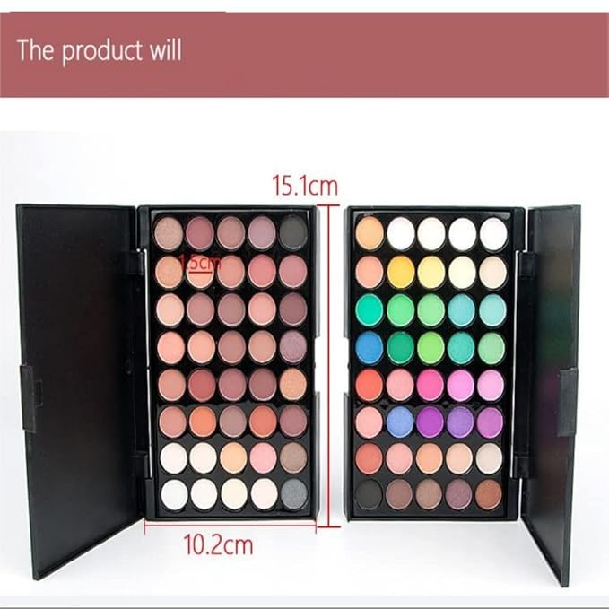40 color Highly Pigmented Eye Makeup Palette, Matte Shimmer Metallic Eyeshadow Pallet Long Lasting Blendable Natural Colors Make Up Eye Shadows Cosmetics Gift Kit (E02)