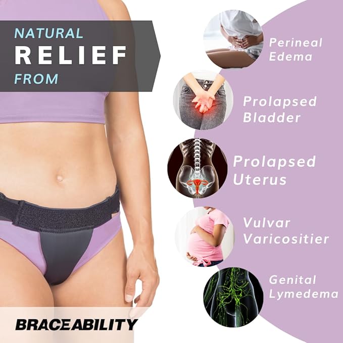BraceAbility The Pelvic Pro Patented Prolapse Uterus Support Belt Girdle for Women’s Prolapsed for Dropped Bladder, Vulvar Varicosities, Postpartum Recovery, Symphysis Pubis Dysfunction Pain (M)