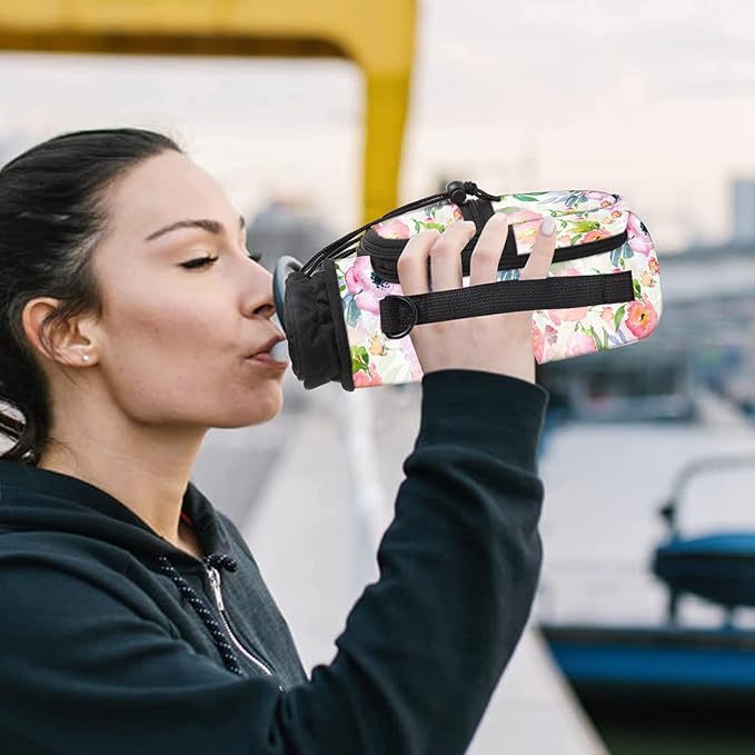 25/32/40/64oz Water Bottle Bag Holder Carrier-Insulated Crossbody Sling Case Sleeve with Strap & Pockets for Men Women Gym Cycling Travel Walking Hiking Camping