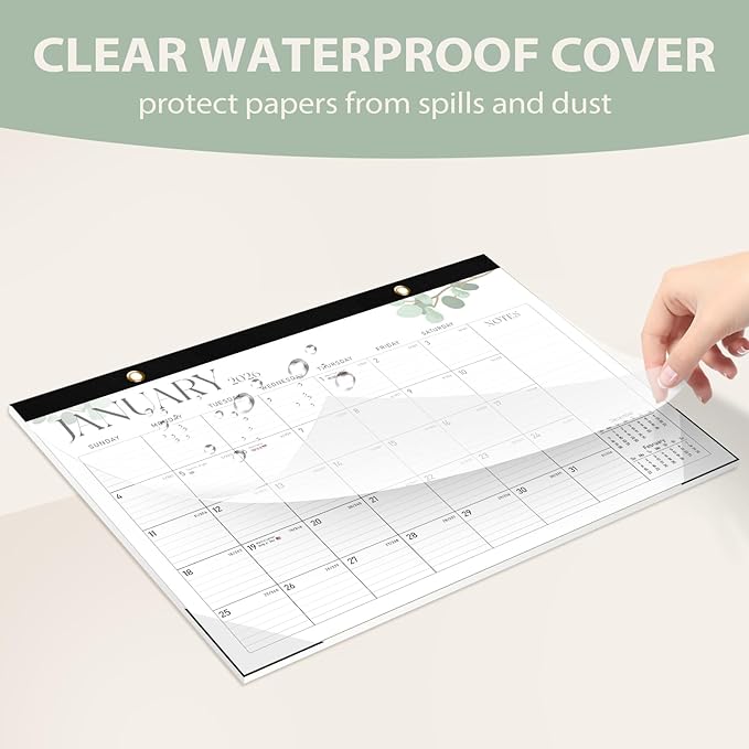 Desk Calendar 2025-2026, 18 Months (July 2025 to December 2026) - Large Size 17" x 12" Desktop/Wall Monthly Calendar with To Do List, Personal Desk Calendar Planner for Home, School, Office - Leaf