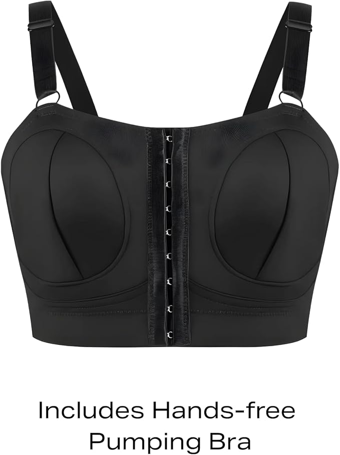 Zomee Z2 Double Electric Breast Pump - Shabbat Mode Edition - Portable, Hands Free Pumping Hospital Grade Wearable Breast Pump Including; Black Bamboo Pumping Bra (Medium)